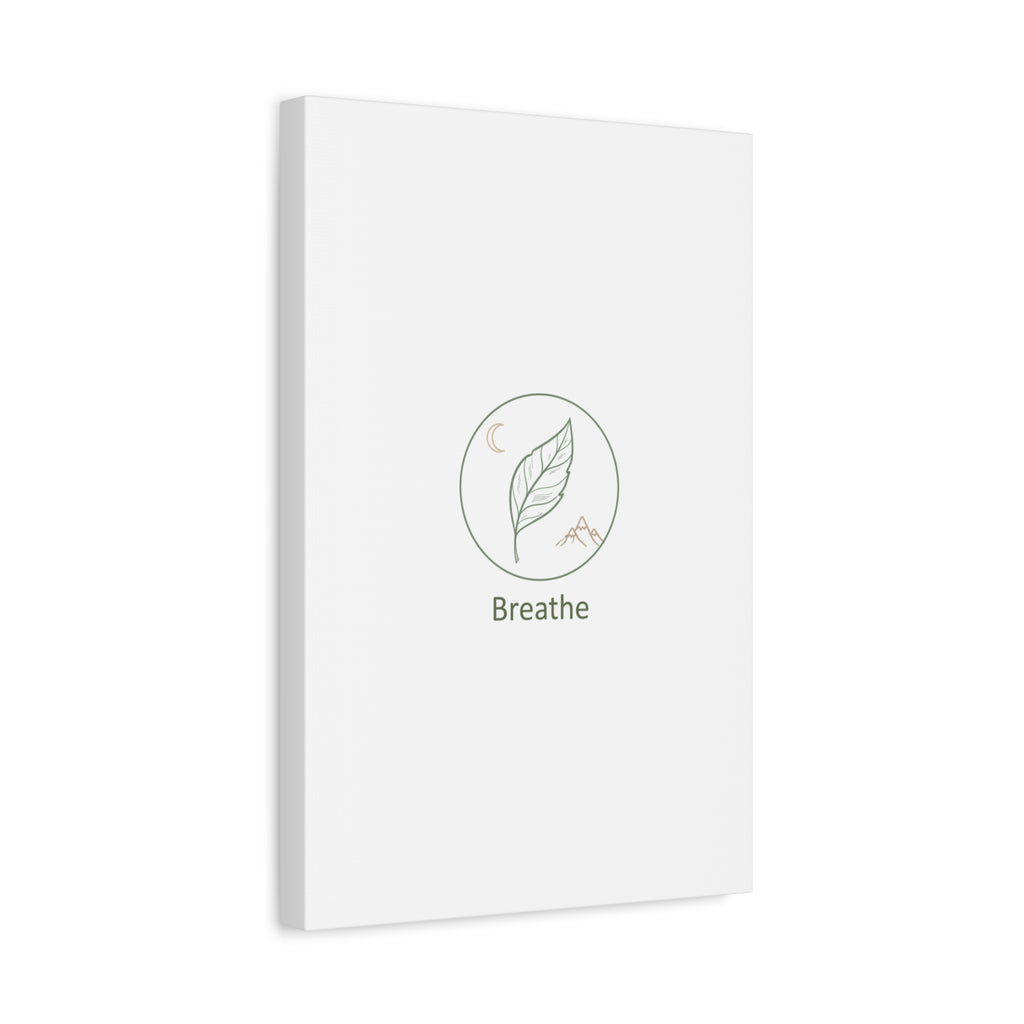 Breathe Leaf Circle Canvas | Minimal Nature Symbols, Moon & Mountain Wall Art