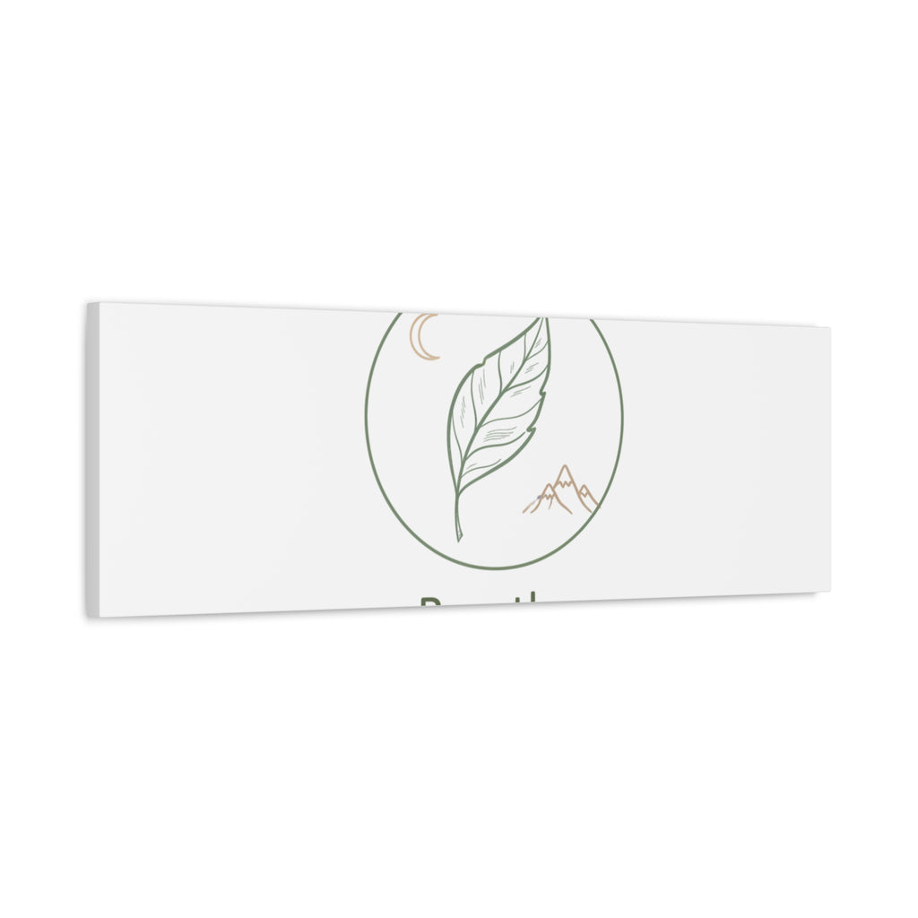 Breathe Leaf Circle Canvas | Minimal Nature Symbols, Moon & Mountain Wall Art