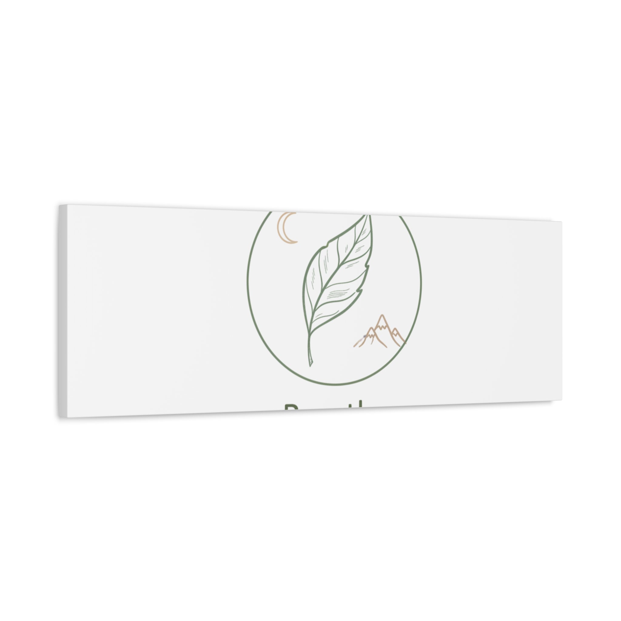 Breathe Leaf Circle Canvas | Minimal Nature Symbols, Moon & Mountain Wall Art