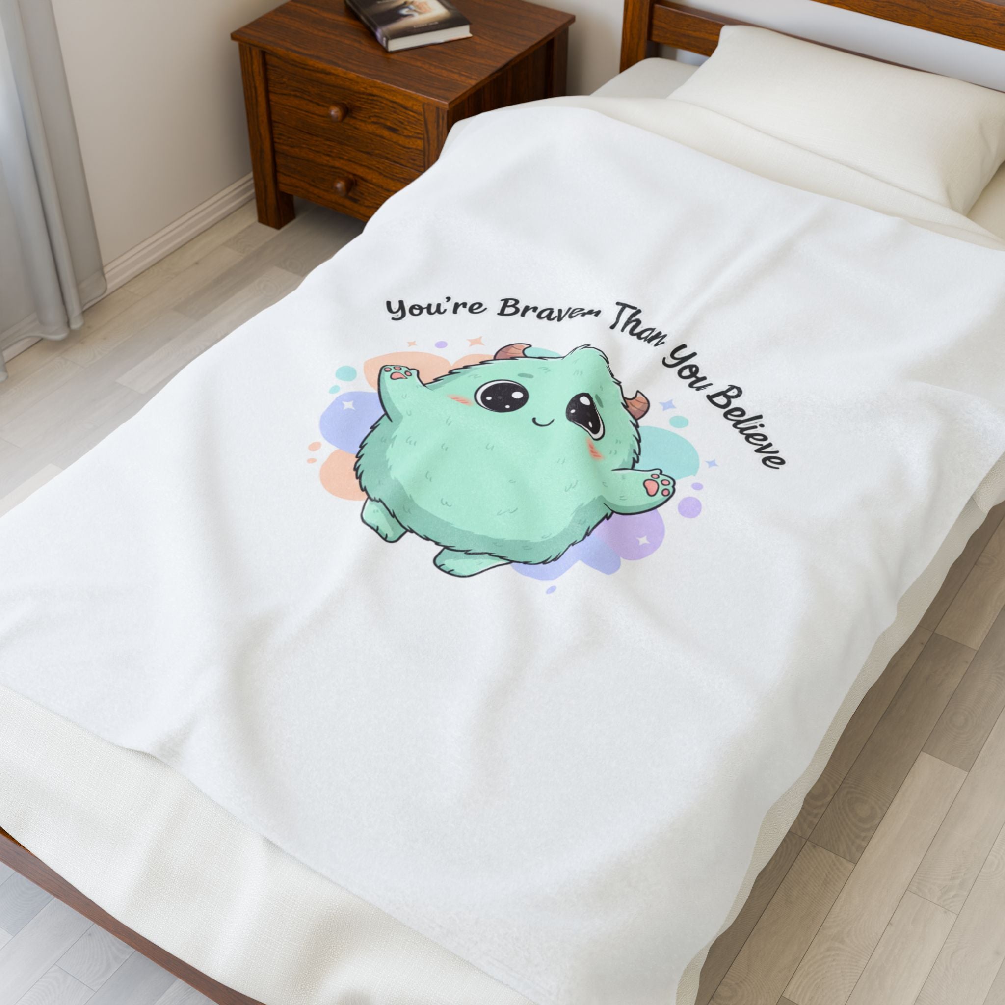 You're Braver Than You Believe Plush Blanket | Cute Monster, Comforting Kawaii Mascot