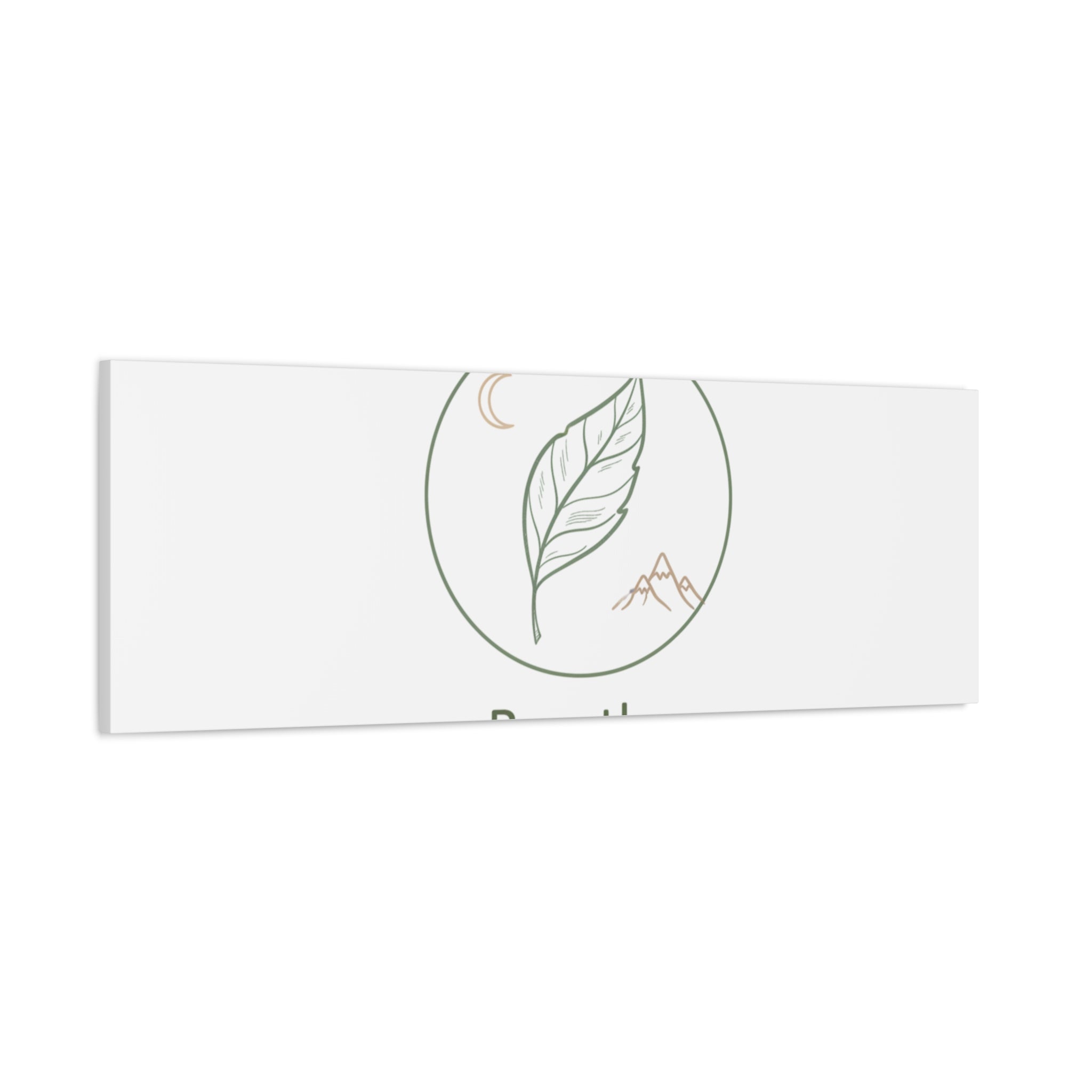 Breathe Leaf Circle Canvas | Minimal Nature Symbols, Moon & Mountain Wall Art