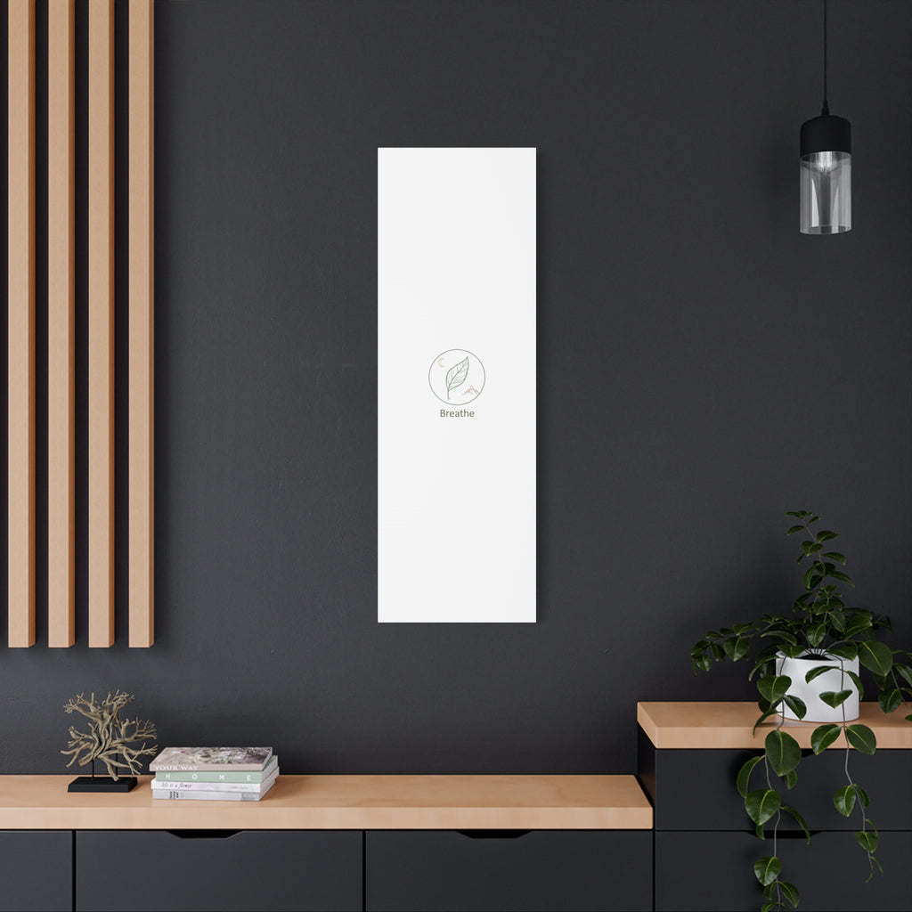 Breathe Leaf Circle Canvas | Minimal Nature Symbols, Moon & Mountain Wall Art