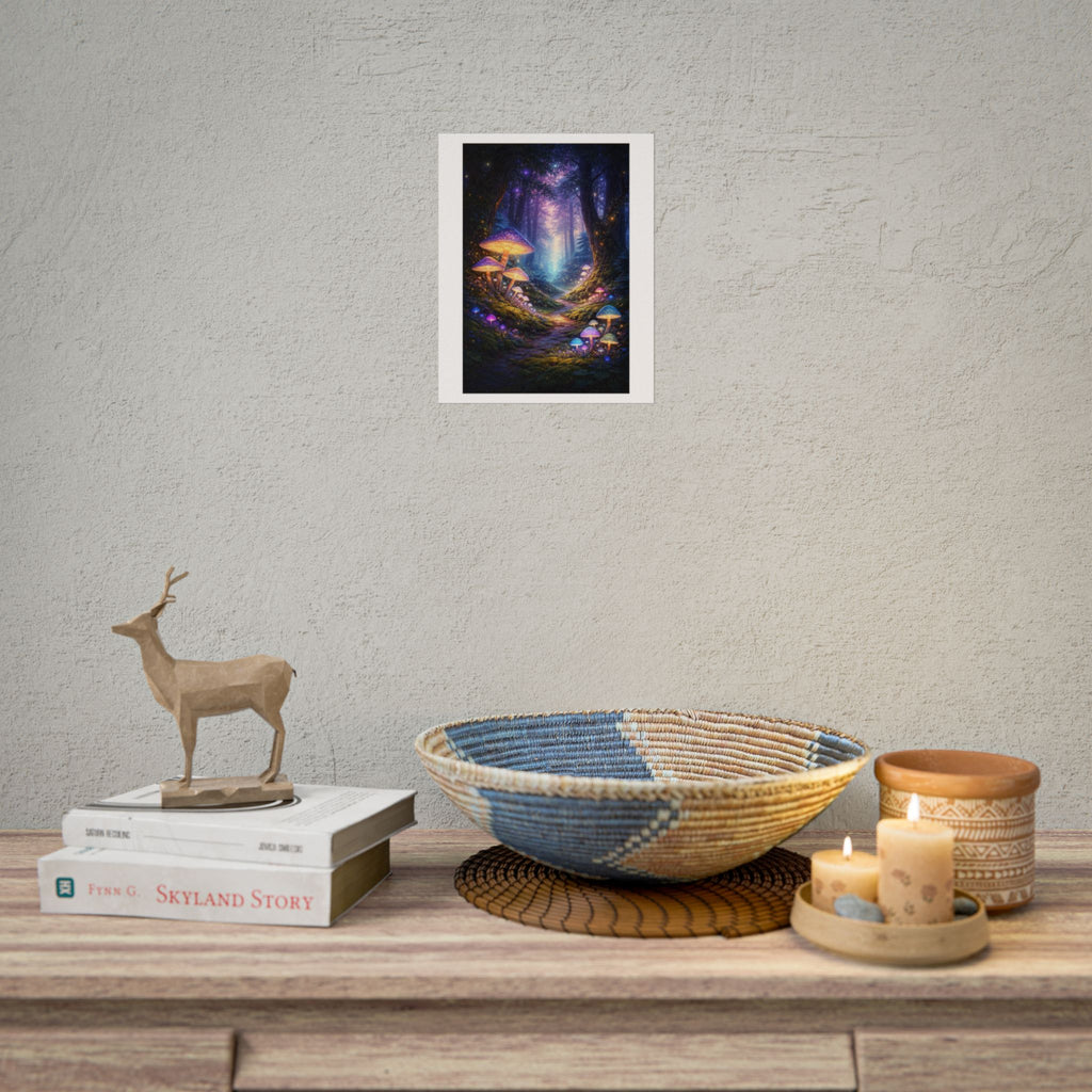 Enchanted Mushroom Forest Poster — Fantasy Glow Rolled Art Print
