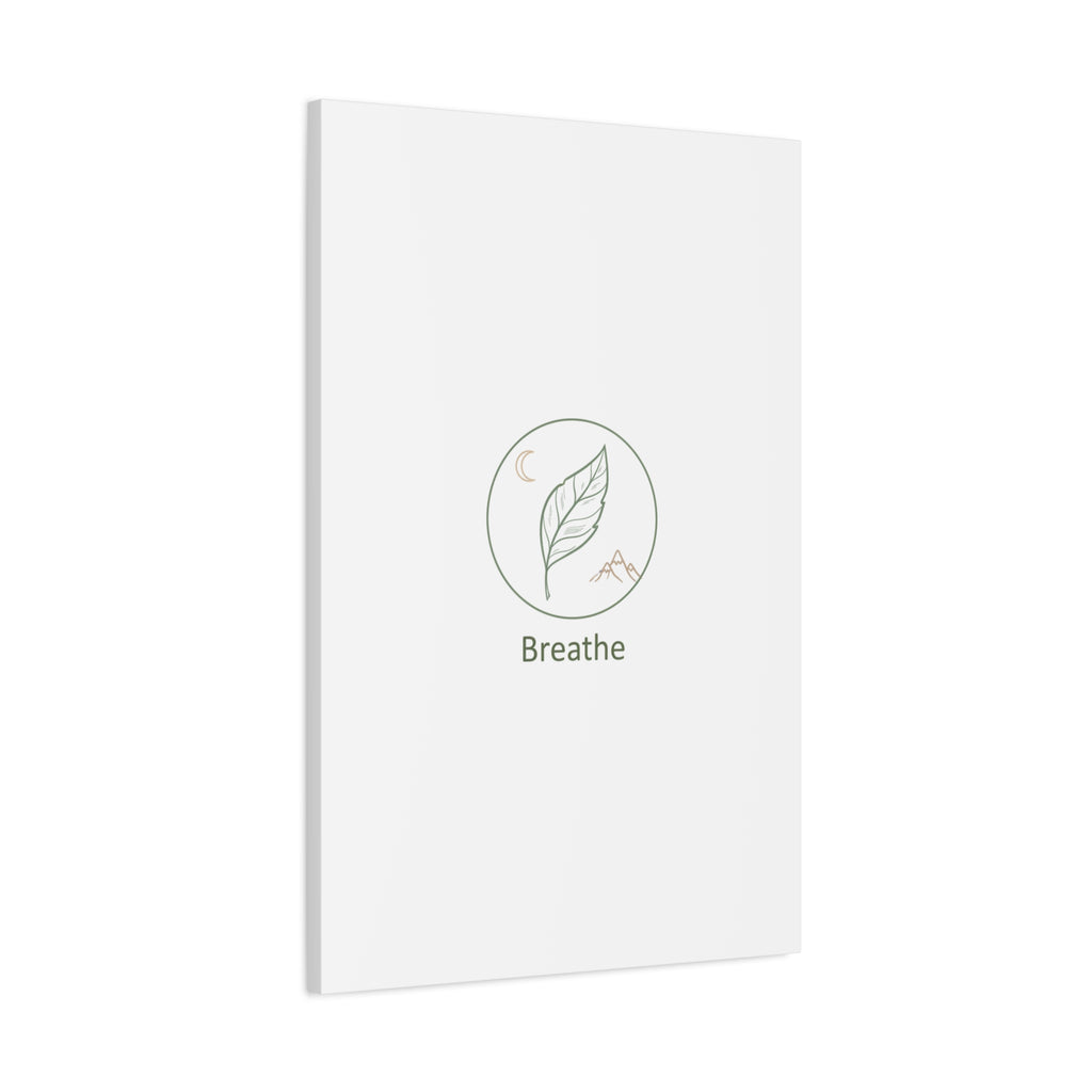 Breathe Leaf Circle Canvas | Minimal Nature Symbols, Moon & Mountain Wall Art