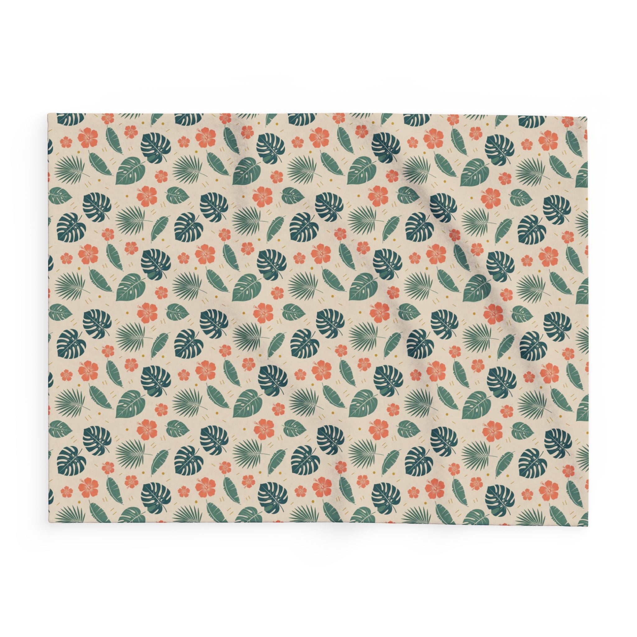 Tropical Leaf Pattern Fleece Blanket — Cozy Botanical Throw for Living Room & Bedroom
