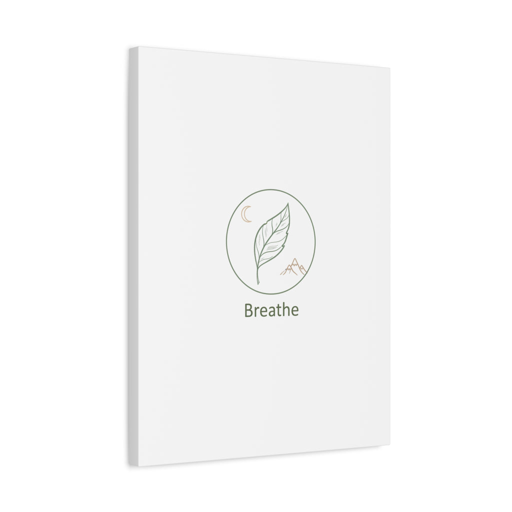 Breathe Leaf Circle Canvas | Minimal Nature Symbols, Moon & Mountain Wall Art