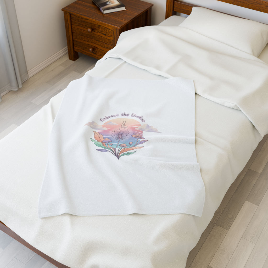 gentle weird 'embrace the unknown' illustration Velveteen Blanket | wholesome surrealism, pastel dreamy