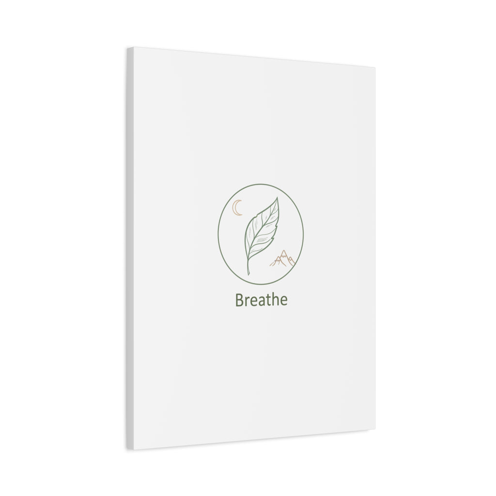 Breathe Leaf Circle Canvas | Minimal Nature Symbols, Moon & Mountain Wall Art