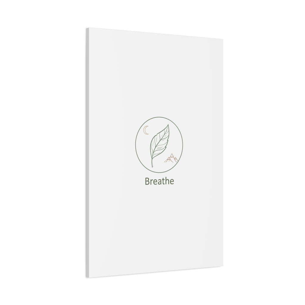 Breathe Leaf Circle Canvas | Minimal Nature Symbols, Moon & Mountain Wall Art