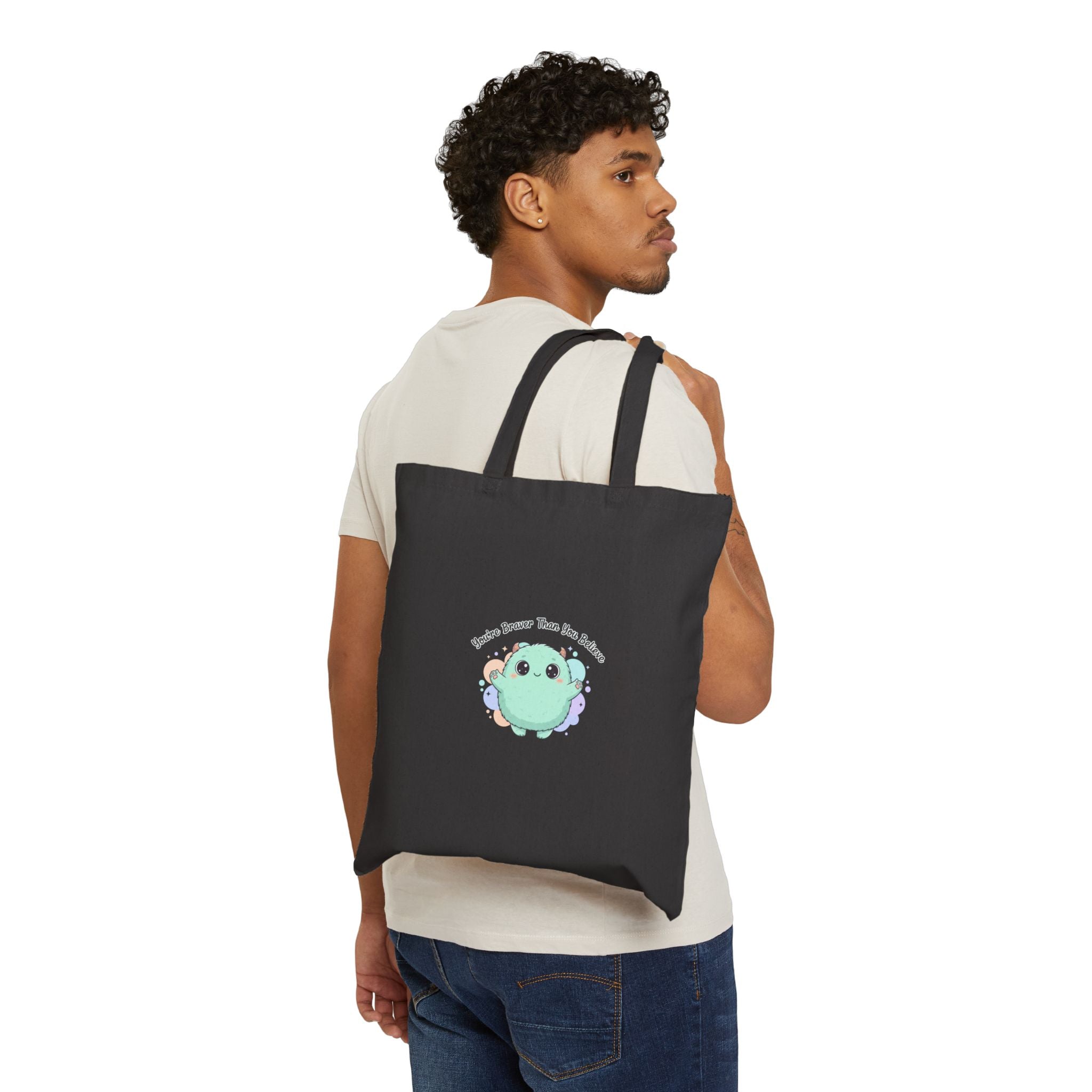 Braver Than You Think Tote | Cute Monster Character, Kawaii Blob Companion