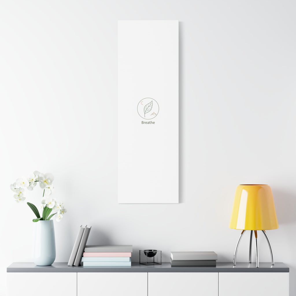 Breathe Leaf Circle Canvas | Minimal Nature Symbols, Moon & Mountain Wall Art
