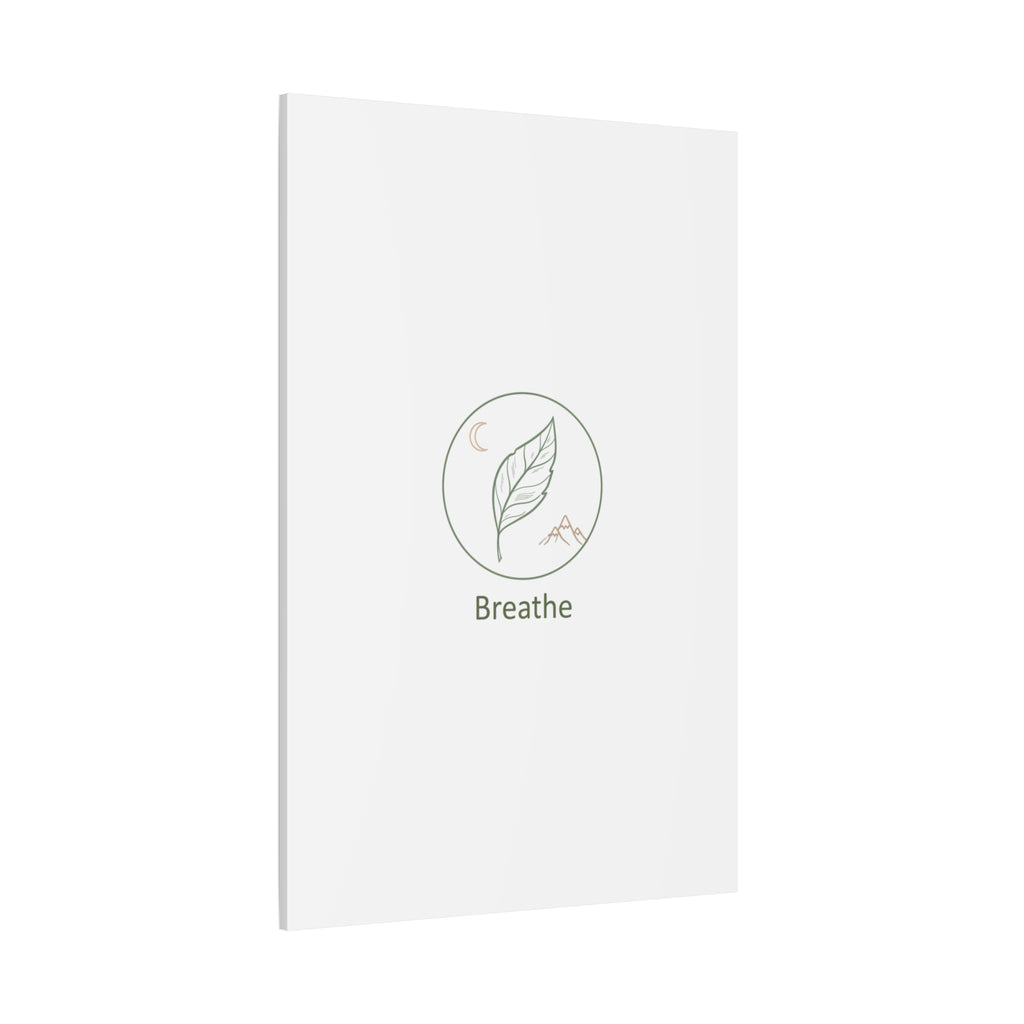 Breathe Leaf Circle Canvas | Minimal Nature Symbols, Moon & Mountain Wall Art
