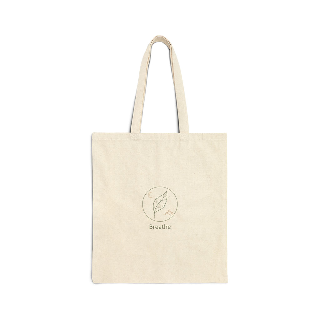 Breathe Leaf Circle Tote | Minimal Nature Symbols, Forest Mindfulness