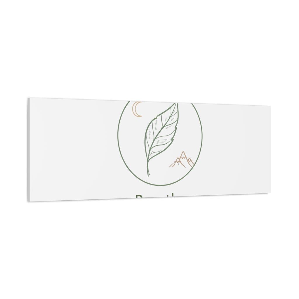 Breathe Leaf Circle Canvas | Minimal Nature Symbols, Moon & Mountain Wall Art