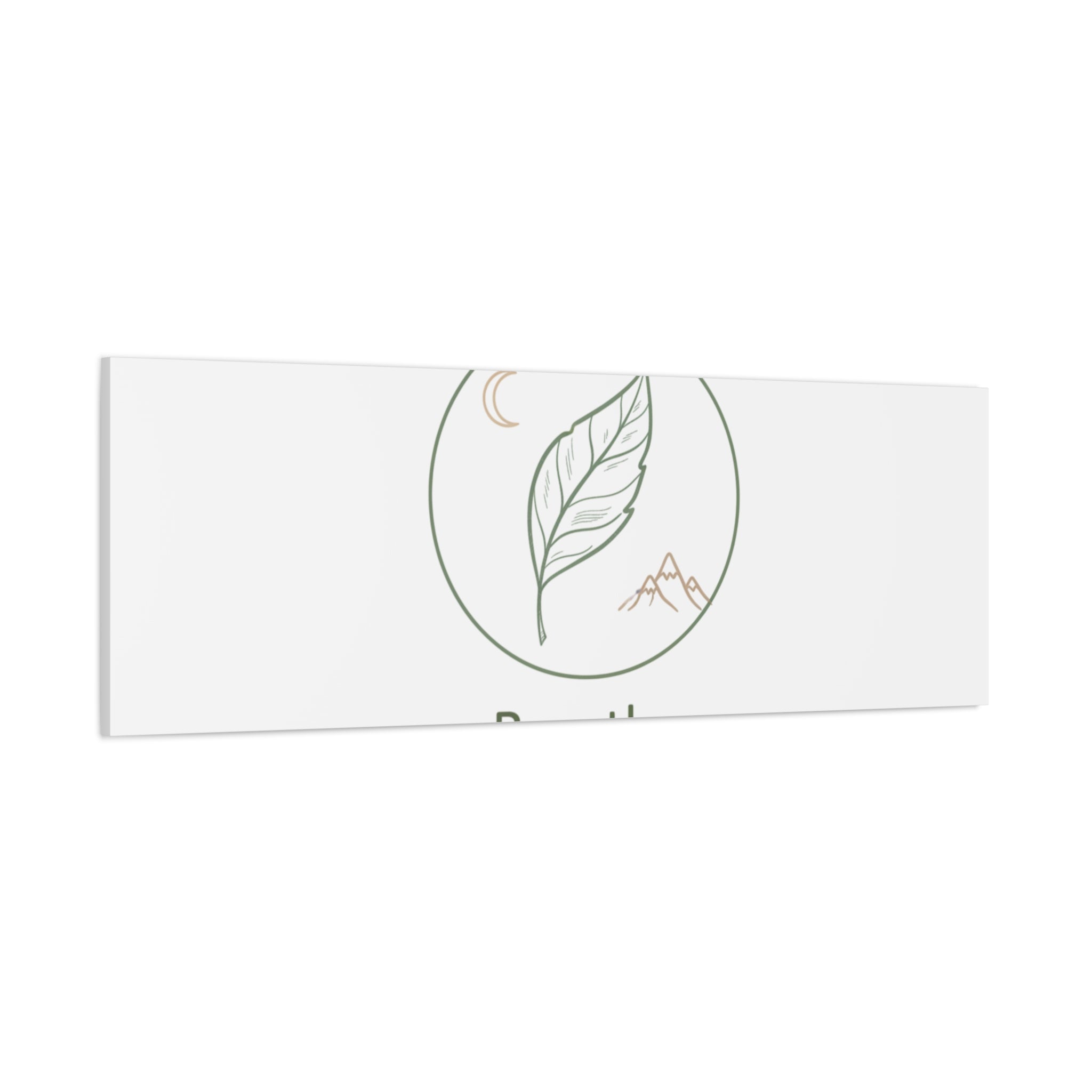 Breathe Leaf Circle Canvas | Minimal Nature Symbols, Moon & Mountain Wall Art