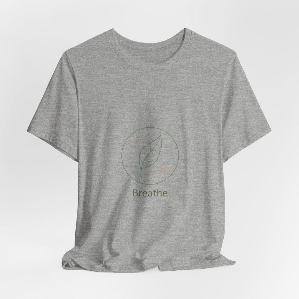 Breathe leaf circle tee | Nature Symbols, Minimal wellness shirt