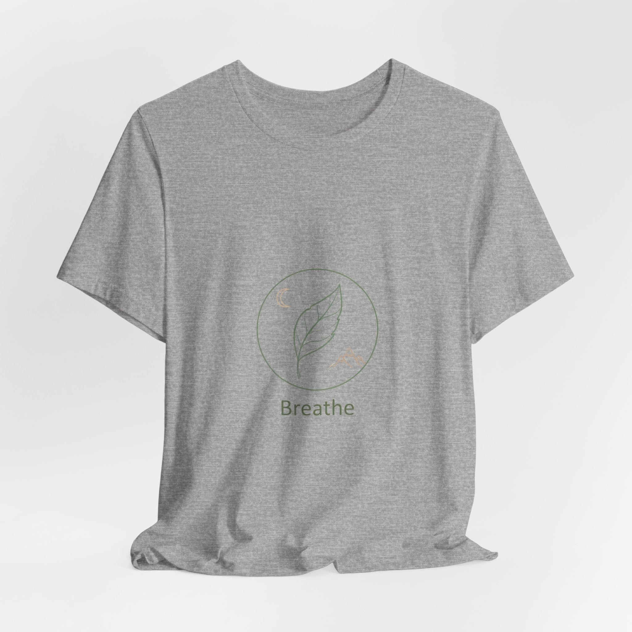 Breathe leaf circle tee | Nature Symbols, Minimal wellness shirt
