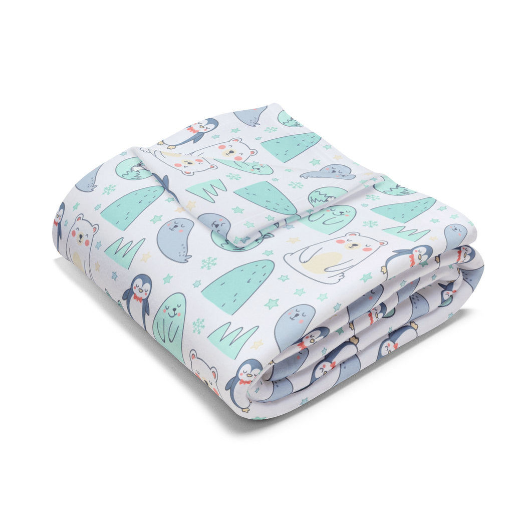 Arctic Animal Fleece Blanket – Cute Polar Bear & Penguin Winter Throw