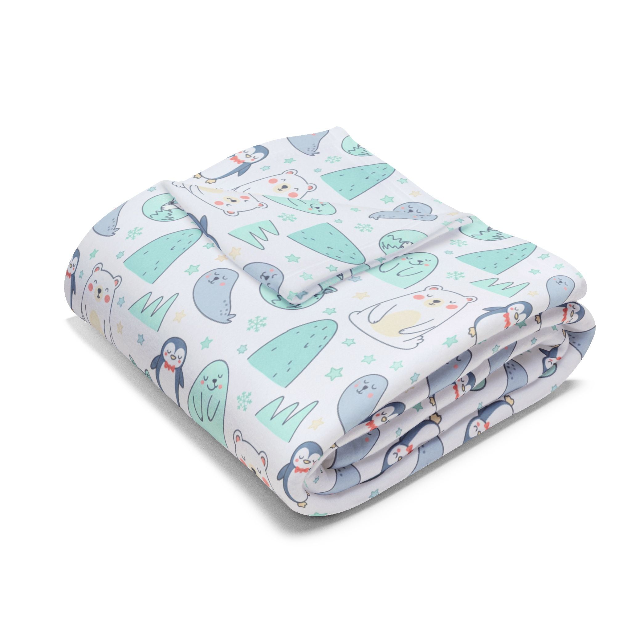 Arctic Animal Fleece Blanket – Cute Polar Bear & Penguin Winter Throw