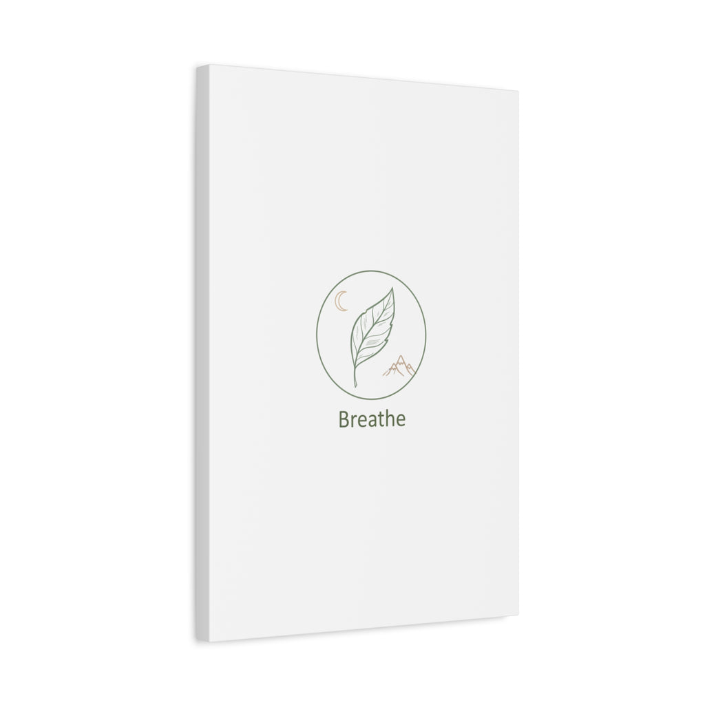 Breathe Leaf Circle Canvas | Minimal Nature Symbols, Moon & Mountain Wall Art