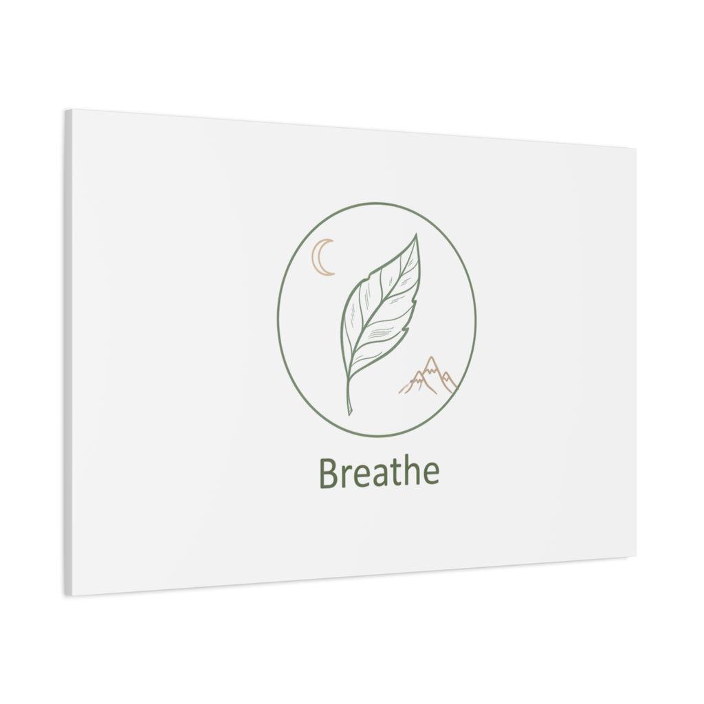 Breathe Leaf Circle Canvas | Minimal Nature Symbols, Moon & Mountain Wall Art