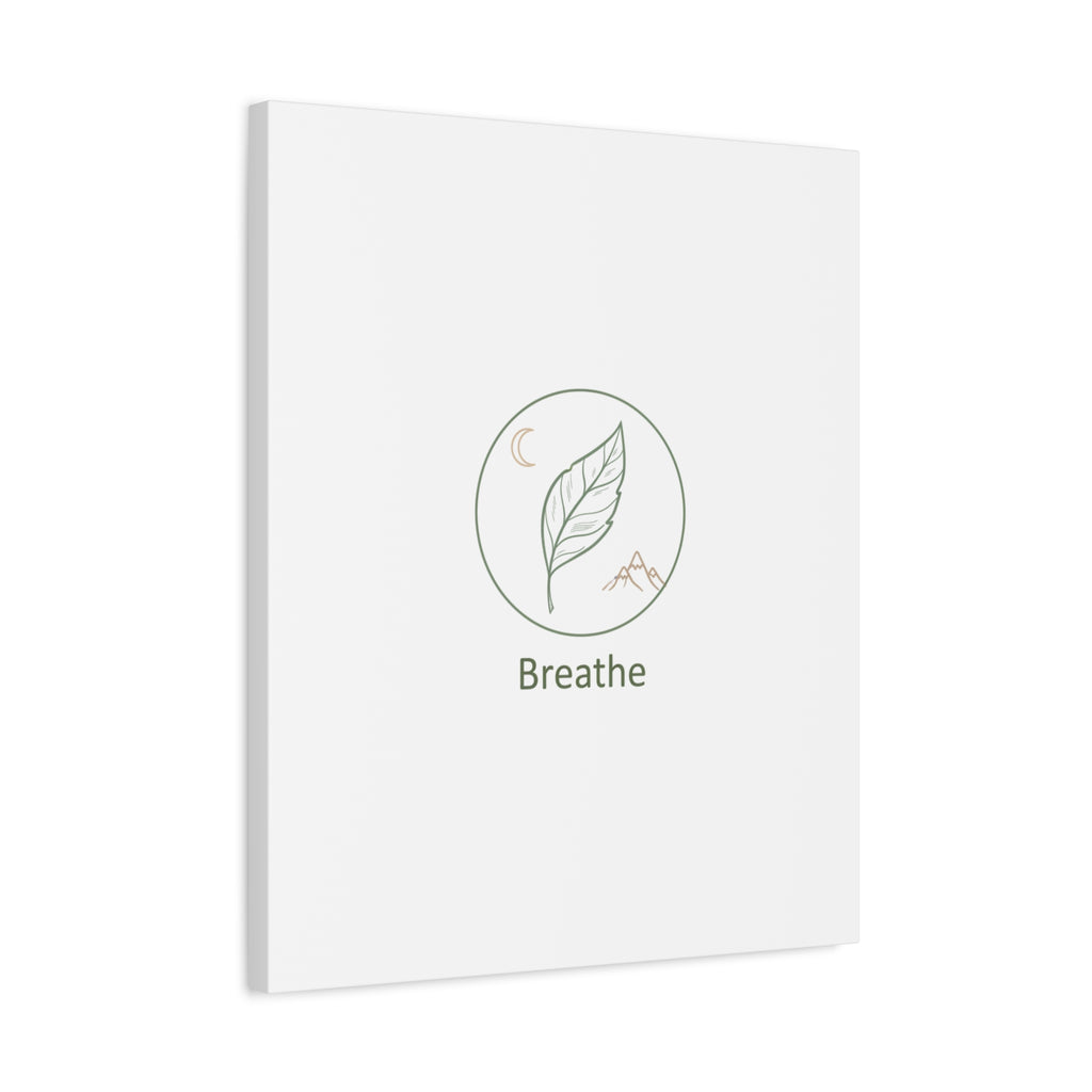 Breathe Leaf Circle Canvas | Minimal Nature Symbols, Moon & Mountain Wall Art