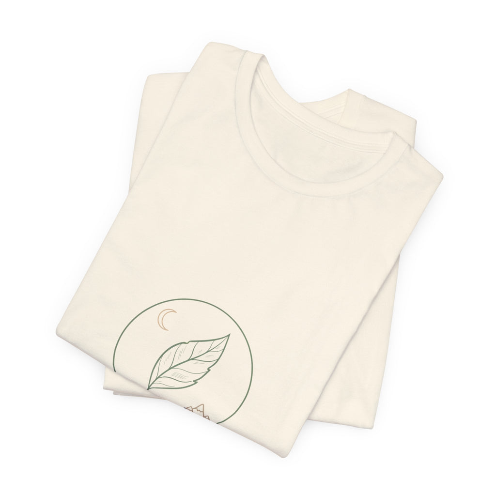 Breathe leaf circle tee | Nature Symbols, Minimal wellness shirt