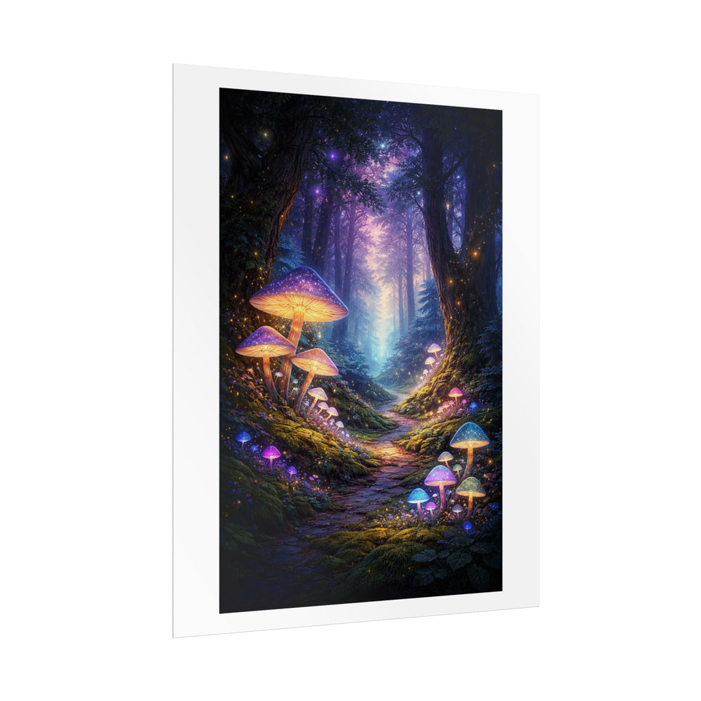 Enchanted Mushroom Forest Poster — Fantasy Glow Rolled Art Print