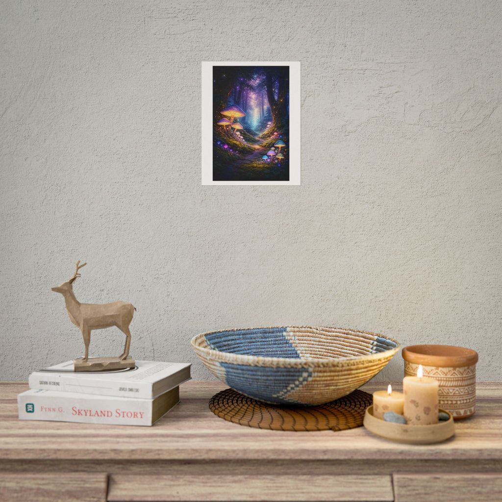 Enchanted Mushroom Forest Poster — Fantasy Glow Rolled Art Print