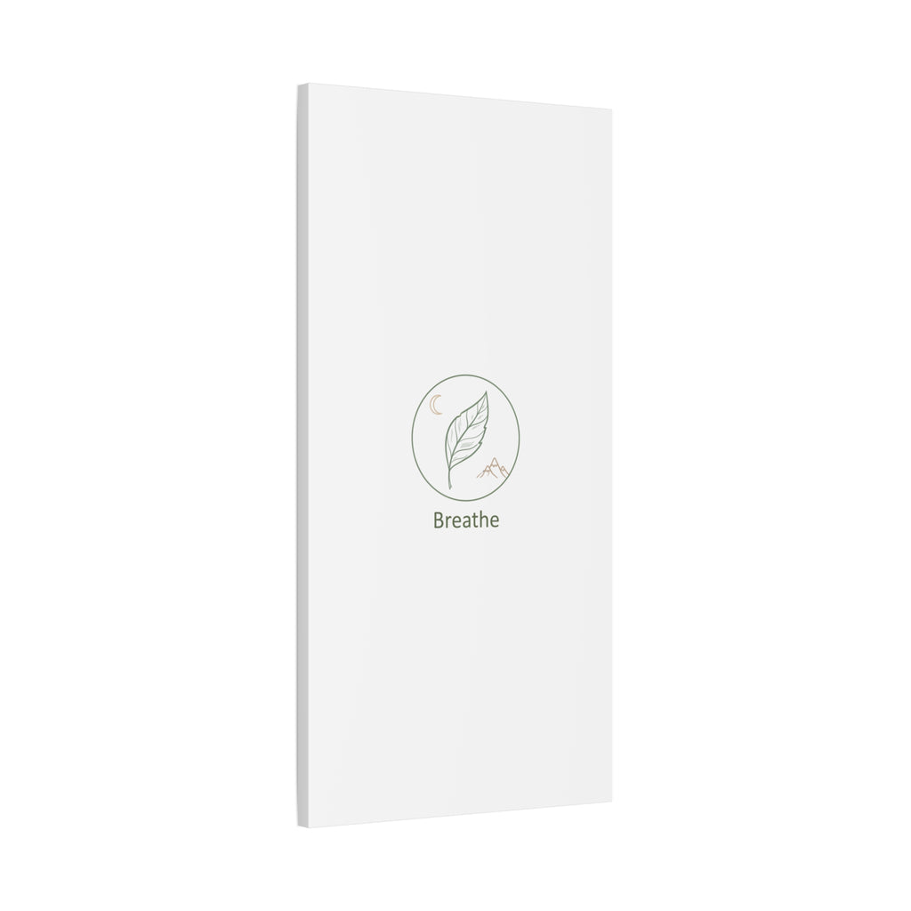 Breathe Leaf Circle Canvas | Minimal Nature Symbols, Moon & Mountain Wall Art