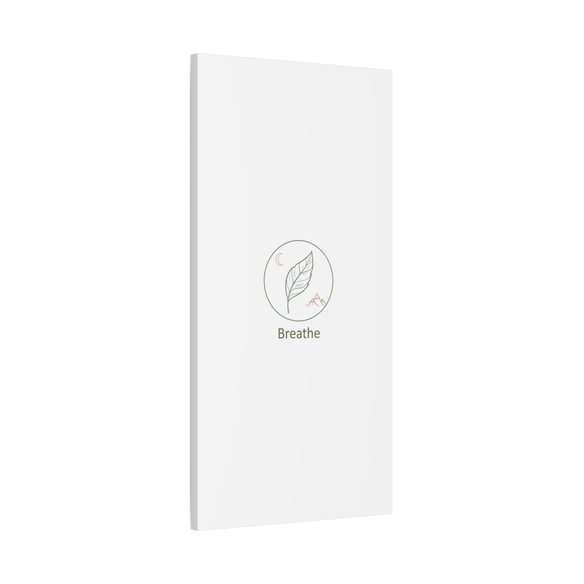 Breathe Leaf Circle Canvas | Minimal Nature Symbols, Moon & Mountain Wall Art