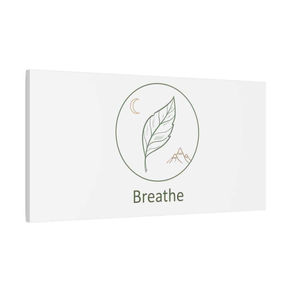 Breathe Leaf Circle Canvas | Minimal Nature Symbols, Moon & Mountain Wall Art
