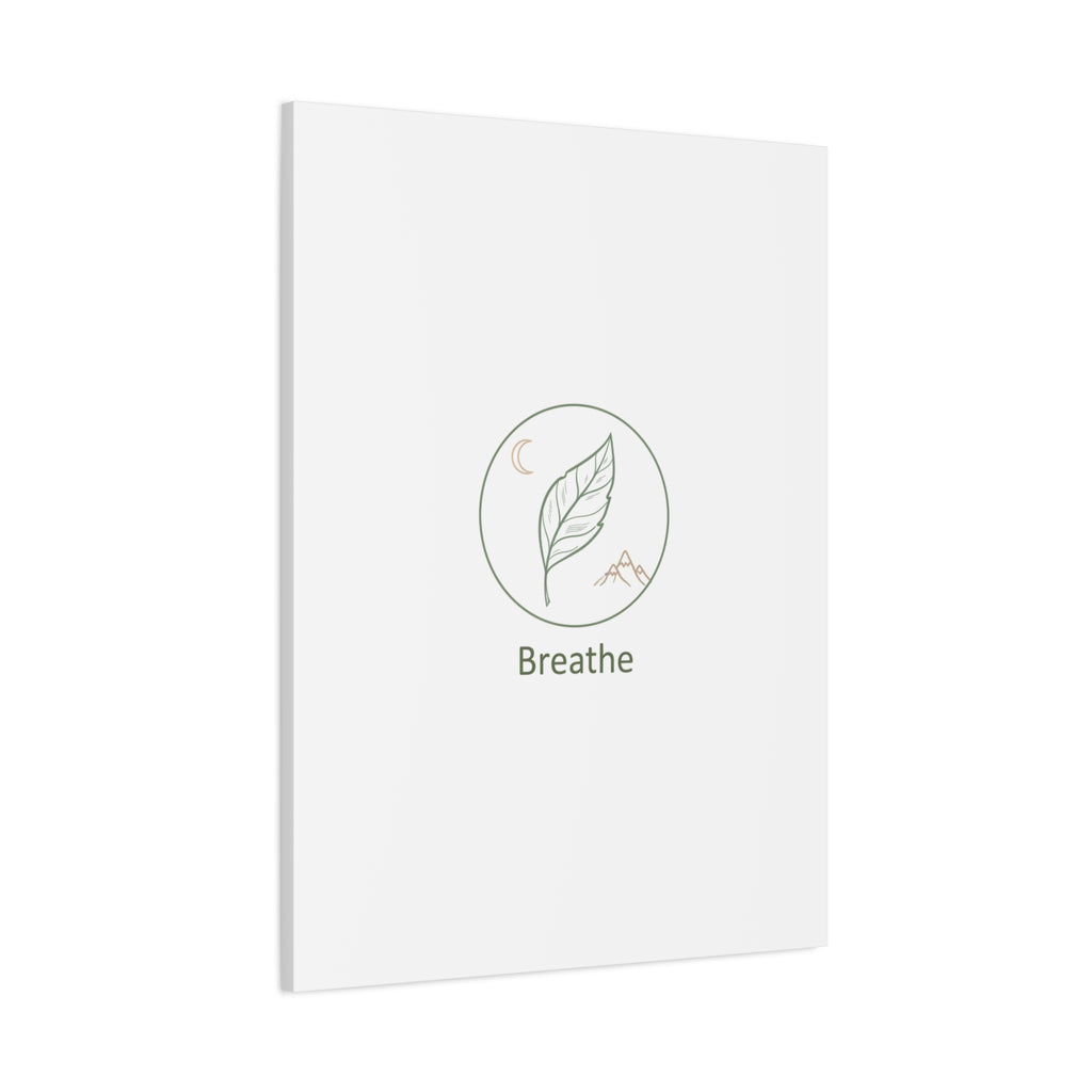 Breathe Leaf Circle Canvas | Minimal Nature Symbols, Moon & Mountain Wall Art