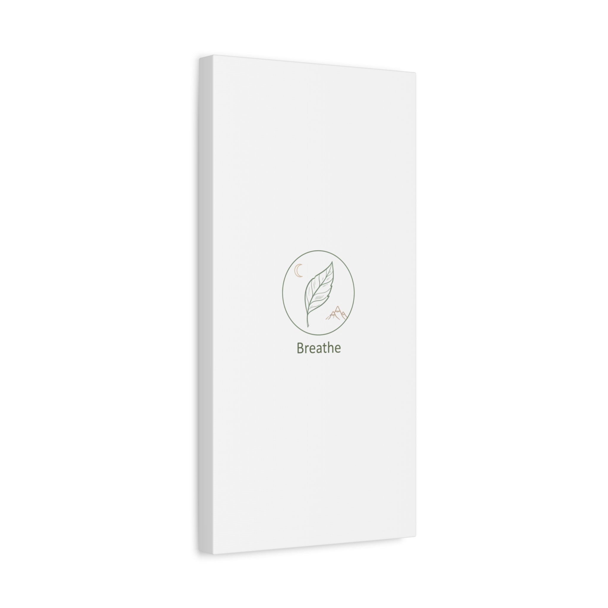 Breathe Leaf Circle Canvas | Minimal Nature Symbols, Moon & Mountain Wall Art