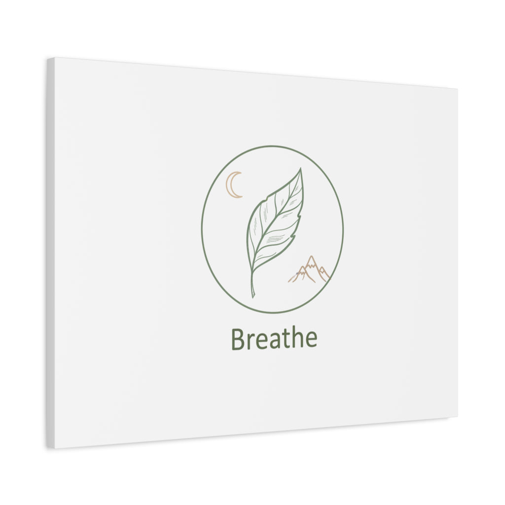 Breathe Leaf Circle Canvas | Minimal Nature Symbols, Moon & Mountain Wall Art