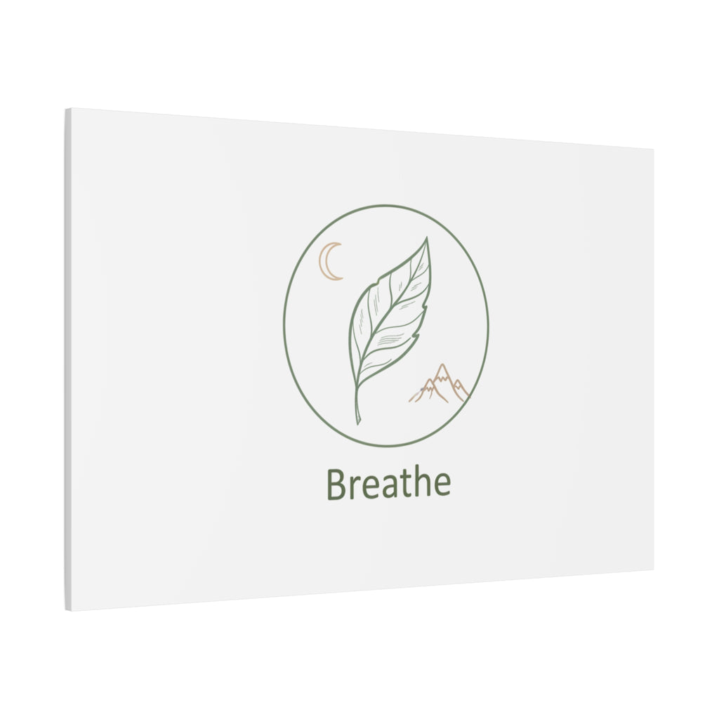 Breathe Leaf Circle Canvas | Minimal Nature Symbols, Moon & Mountain Wall Art