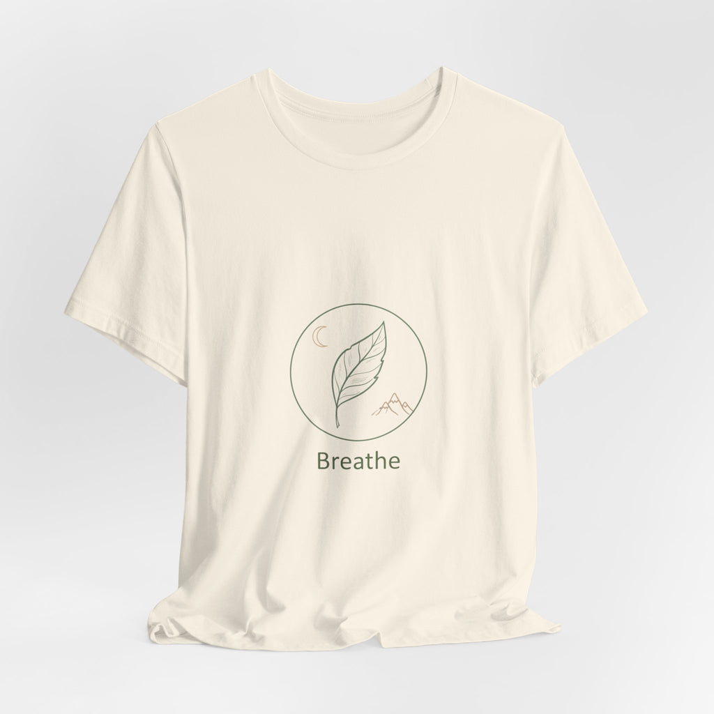 Breathe leaf circle tee | Nature Symbols, Minimal wellness shirt