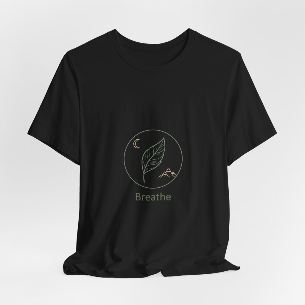 Breathe leaf circle tee | Nature Symbols, Minimal wellness shirt