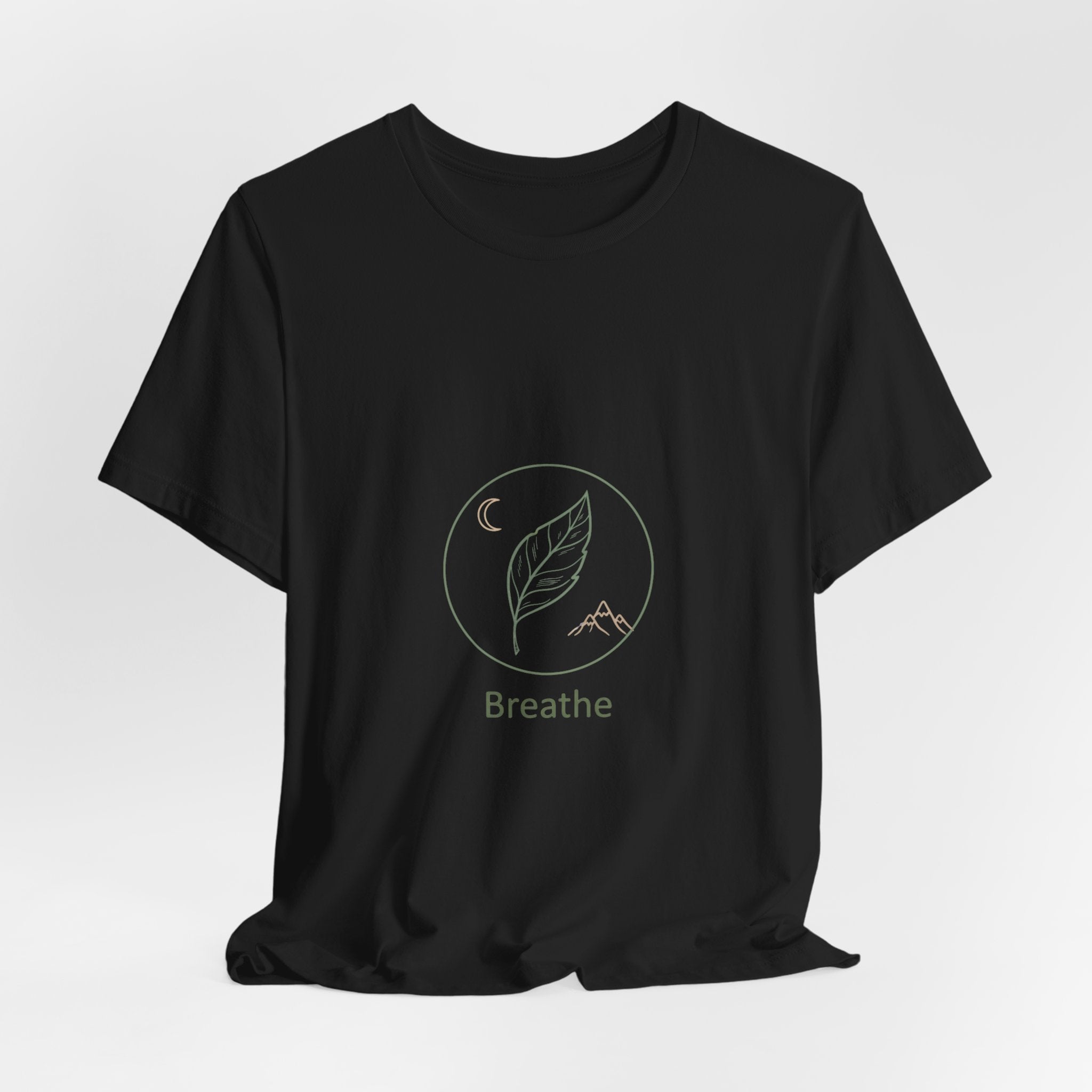Breathe leaf circle tee | Nature Symbols, Minimal wellness shirt
