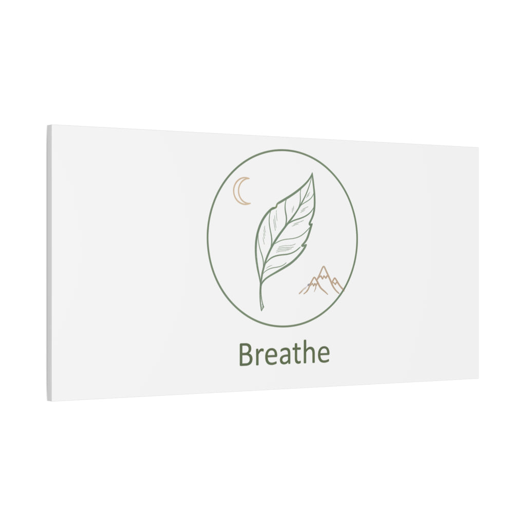 Breathe Leaf Circle Canvas | Minimal Nature Symbols, Moon & Mountain Wall Art