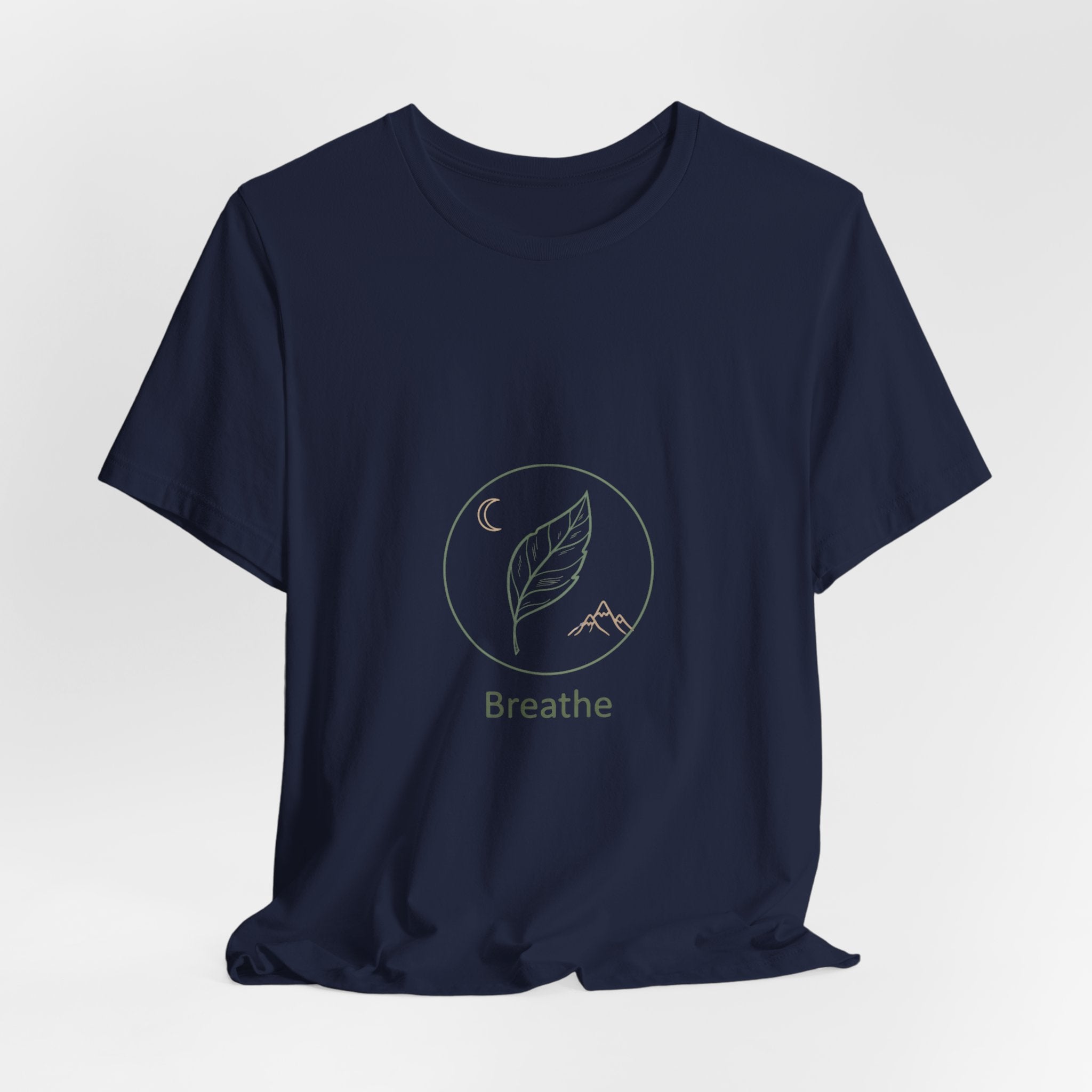Breathe leaf circle tee | Nature Symbols, Minimal wellness shirt