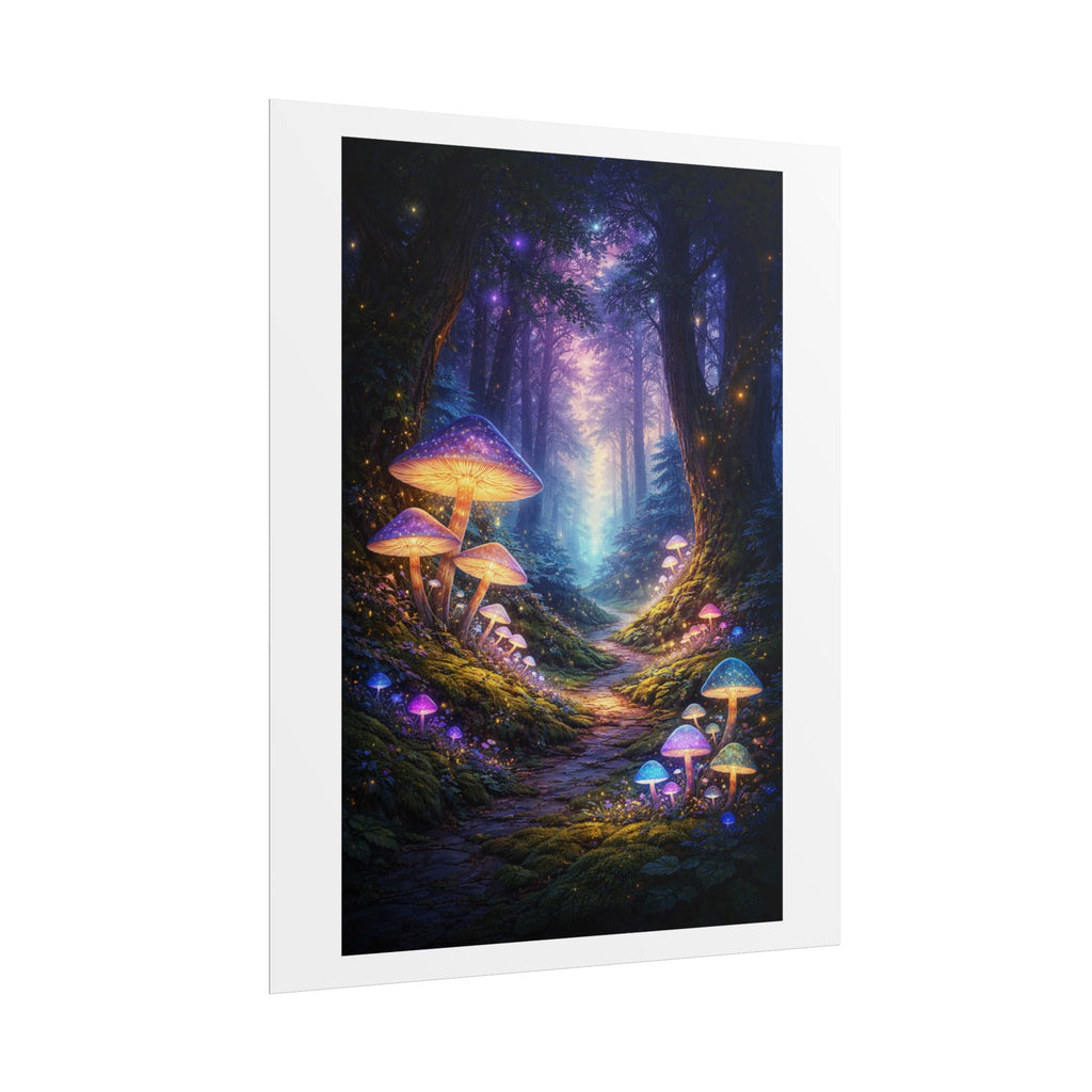 Enchanted Mushroom Forest Poster — Fantasy Glow Rolled Art Print