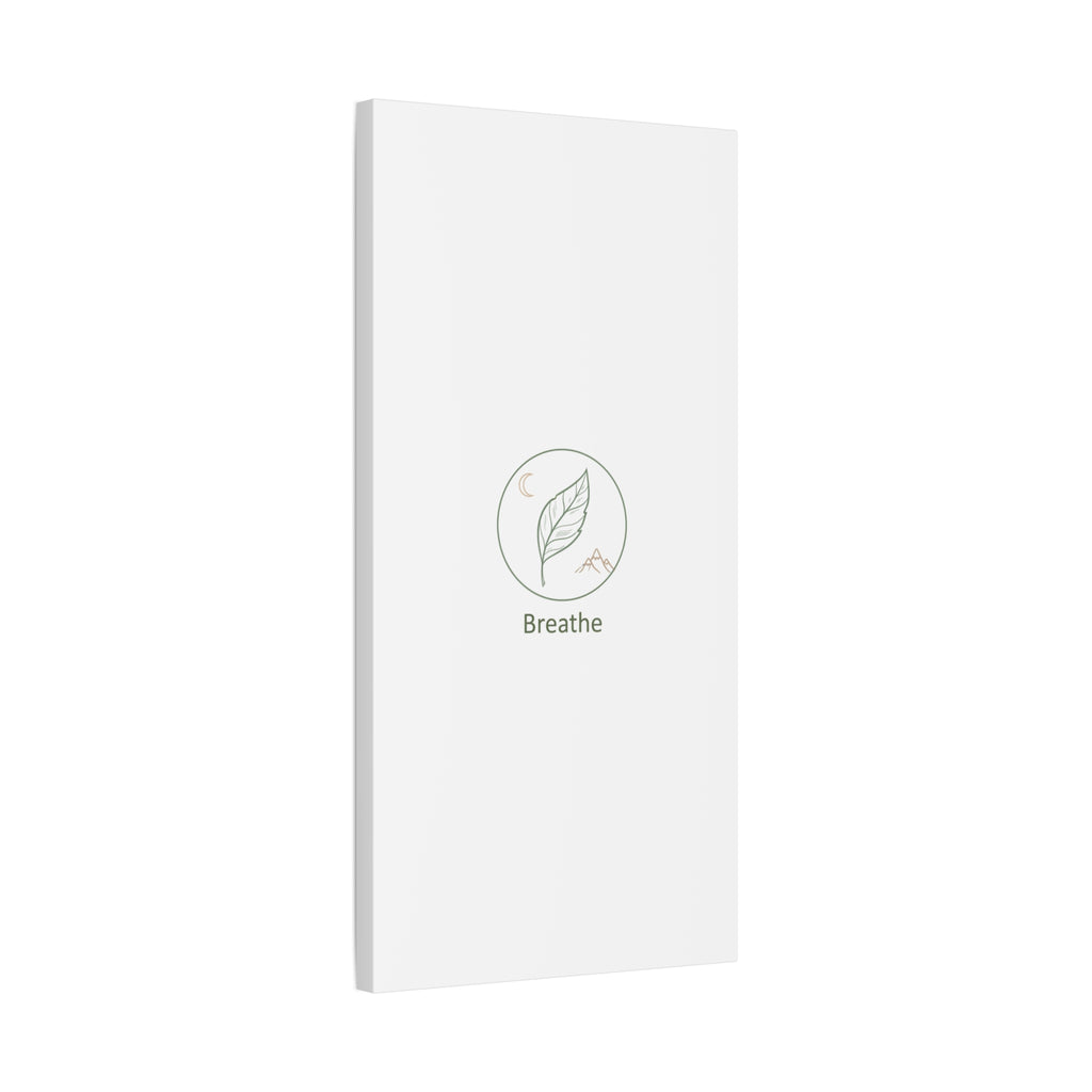 Breathe Leaf Circle Canvas | Minimal Nature Symbols, Moon & Mountain Wall Art