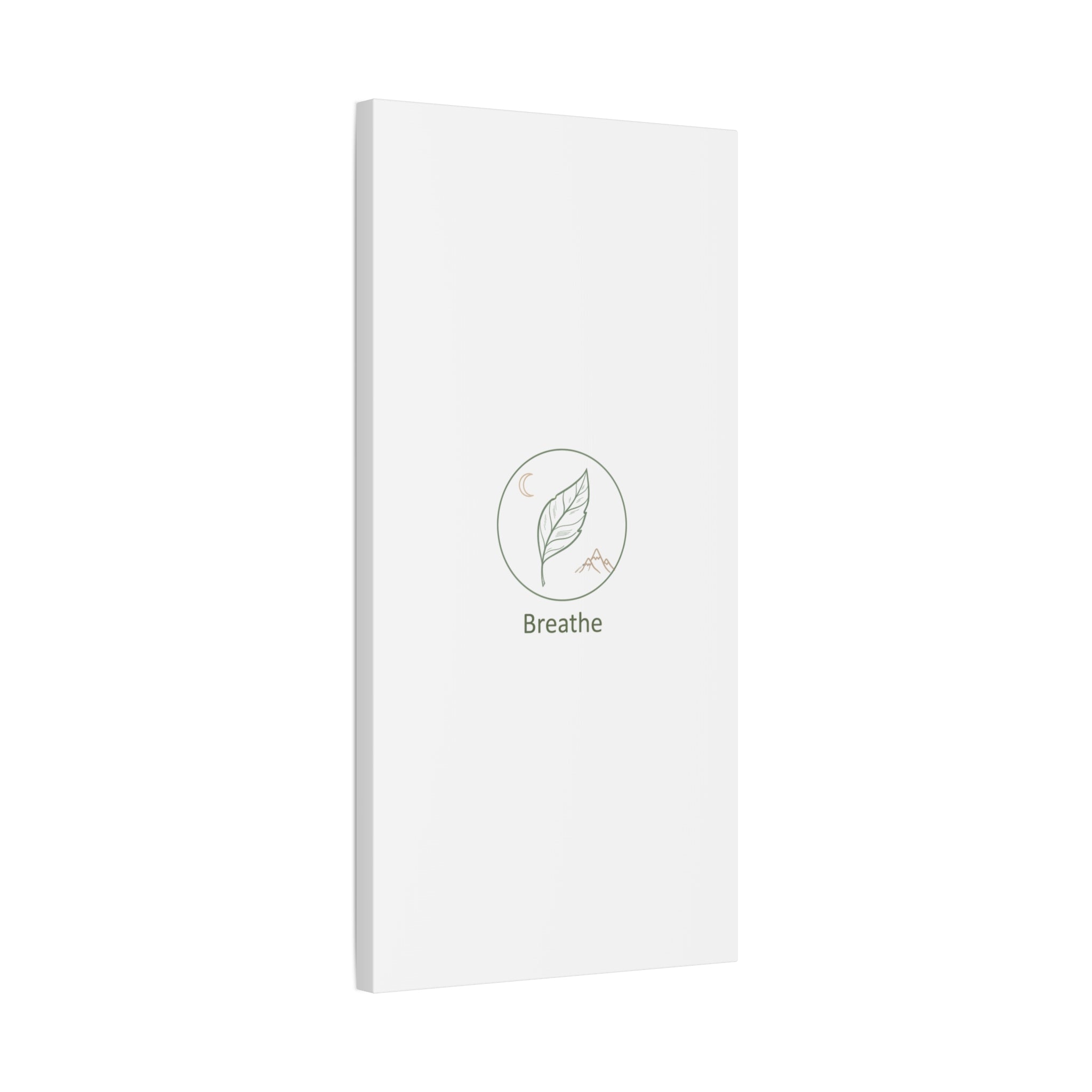 Breathe Leaf Circle Canvas | Minimal Nature Symbols, Moon & Mountain Wall Art