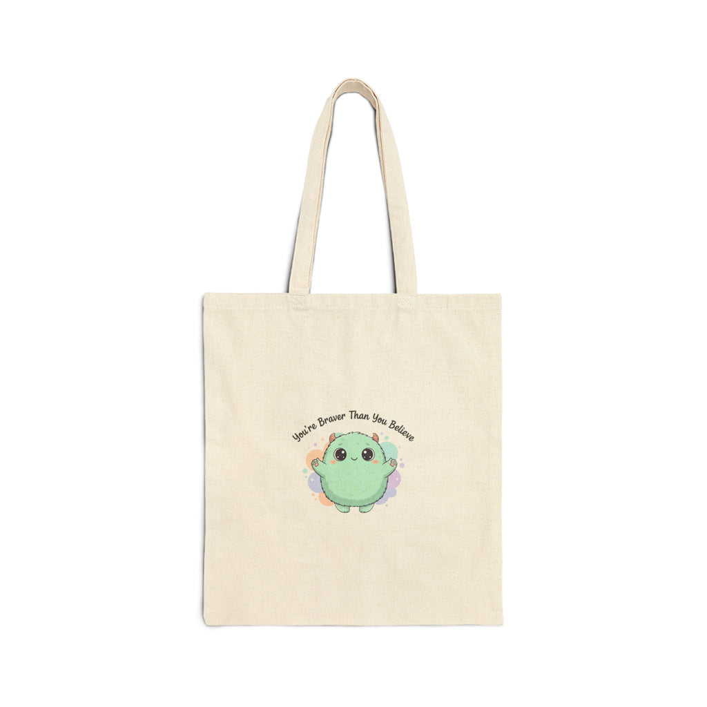Braver Than You Think Tote | Cute Monster Character, Kawaii Blob Companion