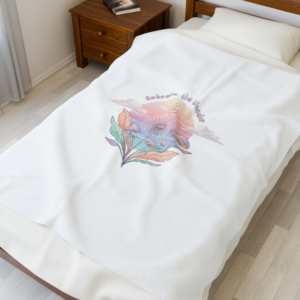 gentle weird 'embrace the unknown' illustration Velveteen Blanket | wholesome surrealism, pastel dreamy
