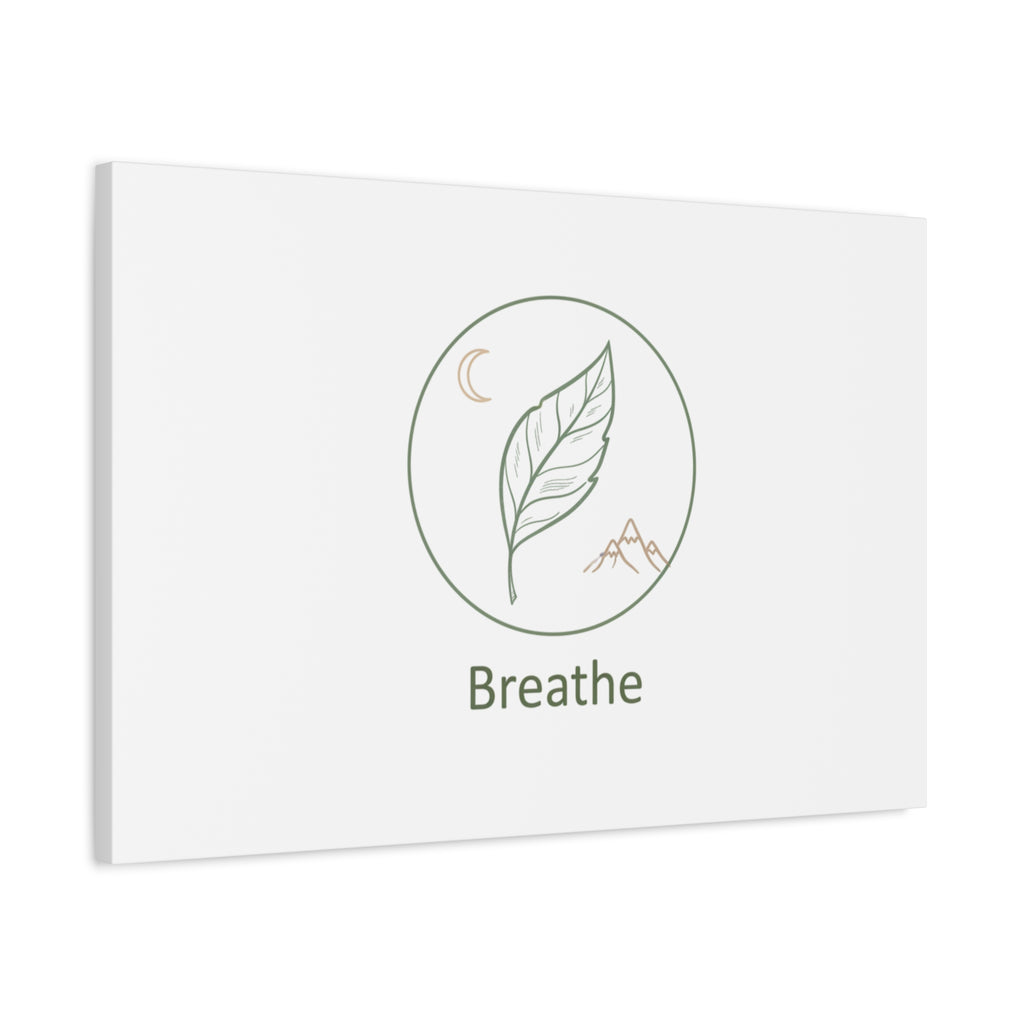 Breathe Leaf Circle Canvas | Minimal Nature Symbols, Moon & Mountain Wall Art