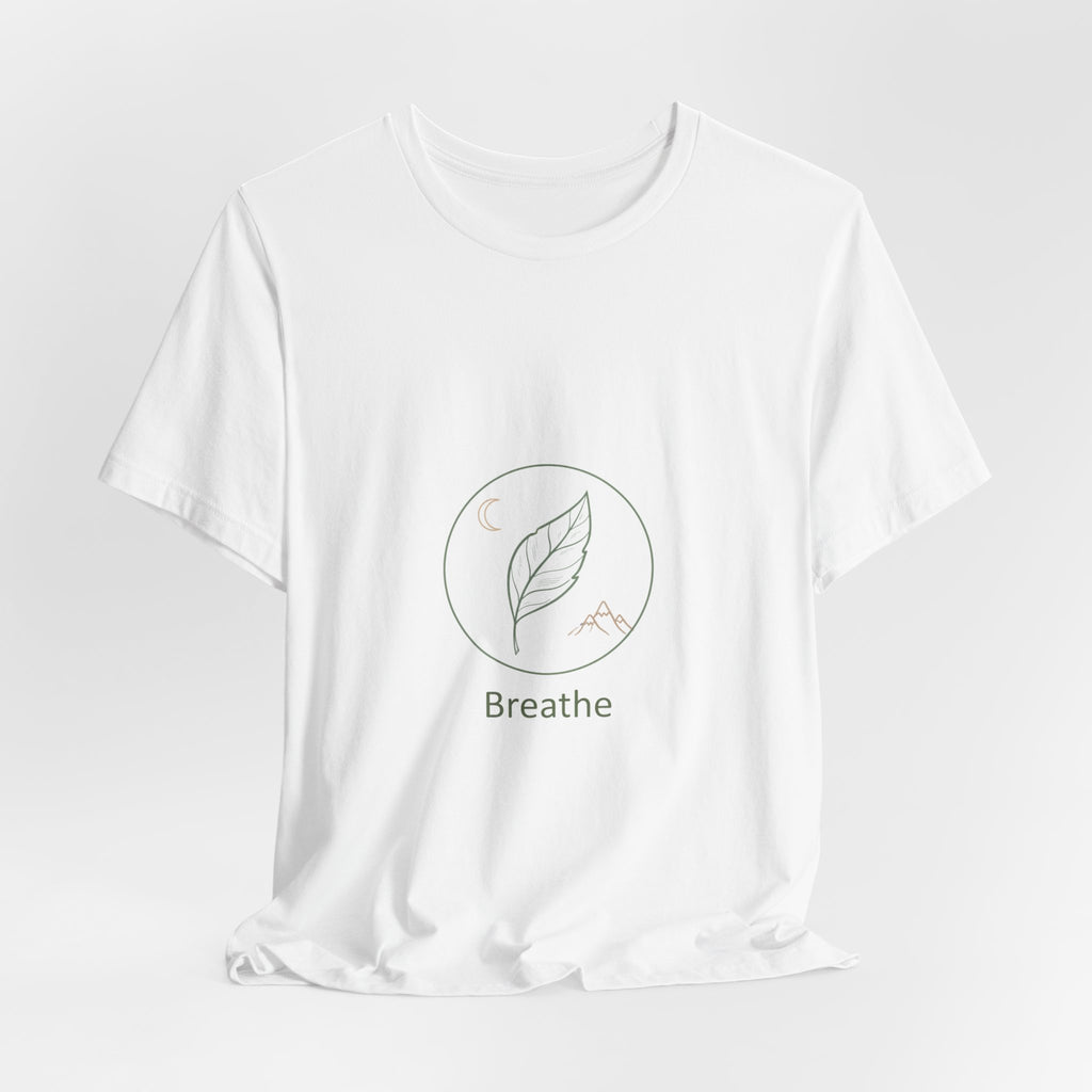 Breathe leaf circle tee | Nature Symbols, Minimal wellness shirt