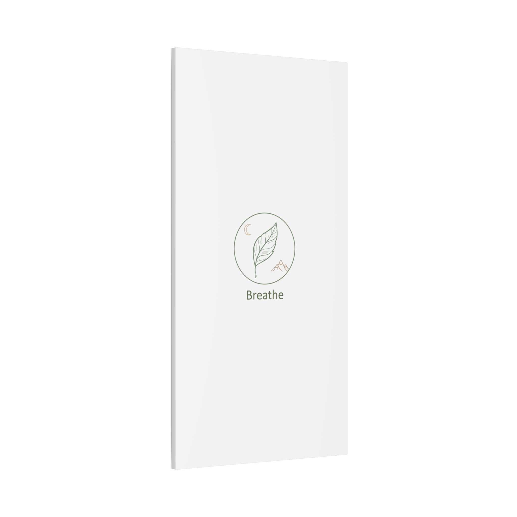 Breathe Leaf Circle Canvas | Minimal Nature Symbols, Moon & Mountain Wall Art