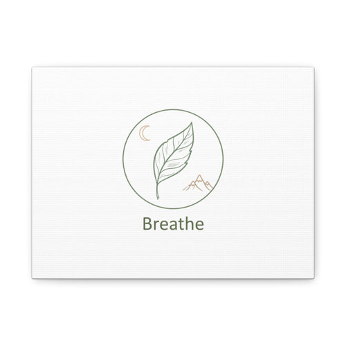 Breathe Leaf Circle Canvas | Minimal Nature Symbols, Moon & Mountain Wall Art